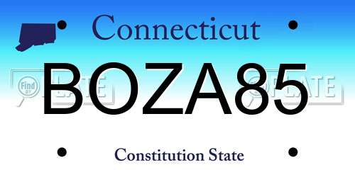 BOZA85 Connecticut License Plate