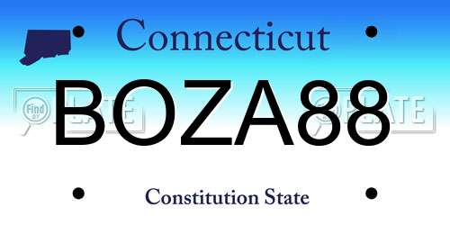 BOZA88 Connecticut License Plate