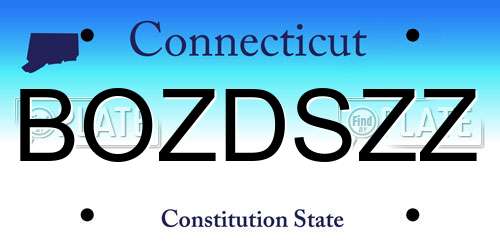 BOZDSZZ Connecticut License Plate
