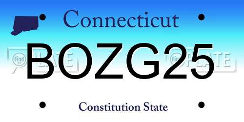 BOZG25 Connecticut License Plate