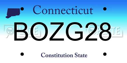 BOZG28 Connecticut License Plate