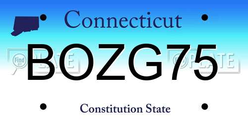 BOZG75 Connecticut License Plate