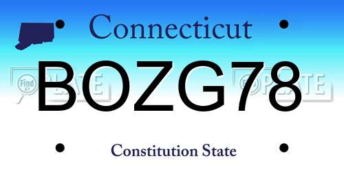 BOZG78 Connecticut License Plate