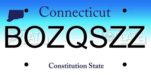 BOZQSZZ Connecticut License Plate
