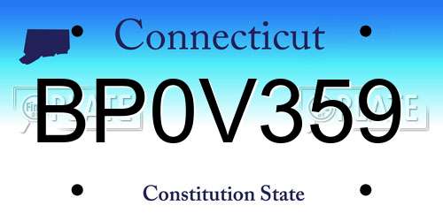 BP0V359 Connecticut License Plate