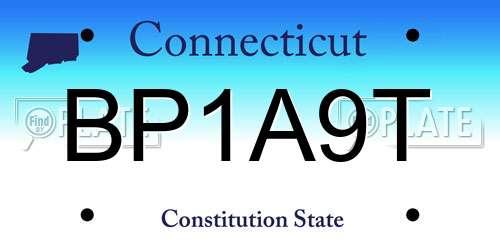 BP1A9T Connecticut License Plate