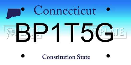 BP1T5G Connecticut License Plate