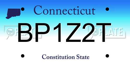 BP1Z2T Connecticut License Plate