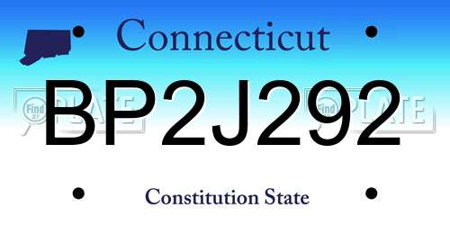 BP2J292 Connecticut License Plate