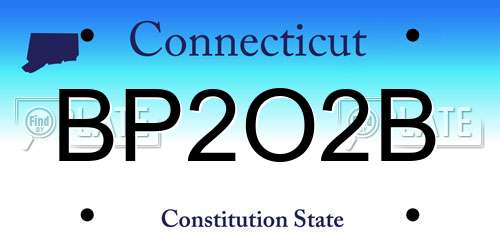 BP2O2B Connecticut License Plate