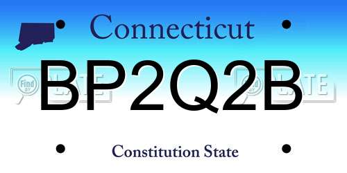 BP2Q2B Connecticut License Plate