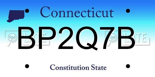 BP2Q7B Connecticut License Plate