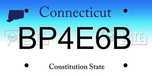BP4E6B Connecticut License Plate