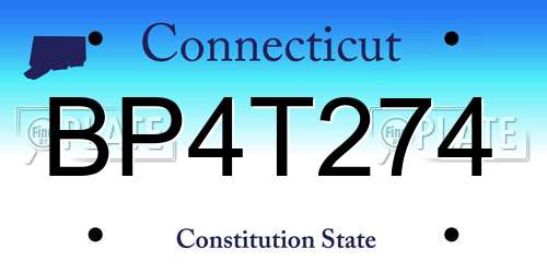 BP4T274 Connecticut License Plate