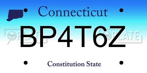 BP4T6Z Connecticut License Plate