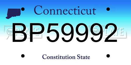 BP59992 Connecticut License Plate