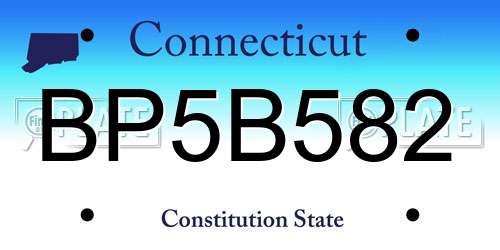 BP5B582 Connecticut License Plate