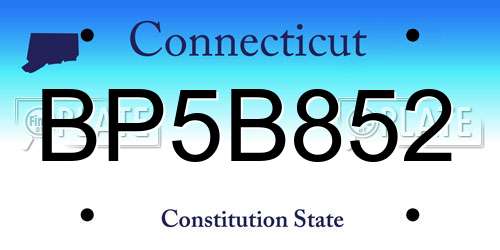 BP5B852 Connecticut License Plate