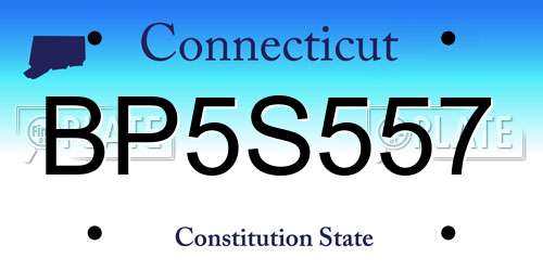 BP5S557 Connecticut License Plate