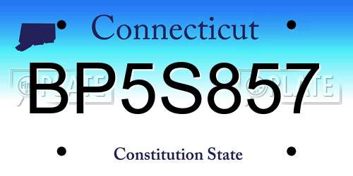 BP5S857 Connecticut License Plate