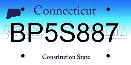 BP5S887 Connecticut License Plate