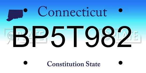 BP5T982 Connecticut License Plate