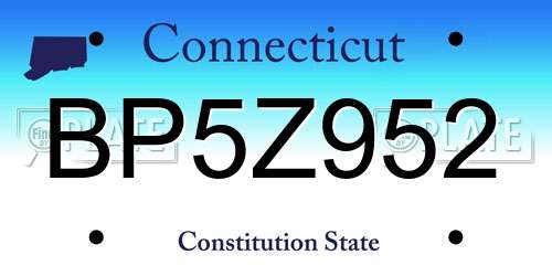 BP5Z952 Connecticut License Plate