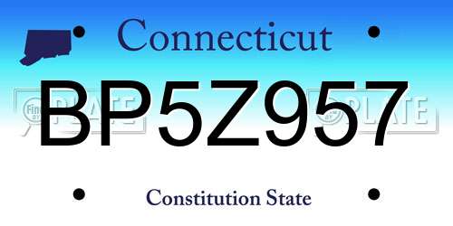 BP5Z957 Connecticut License Plate