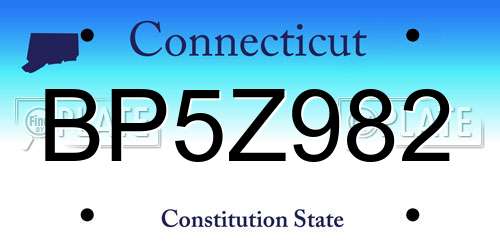 BP5Z982 Connecticut License Plate