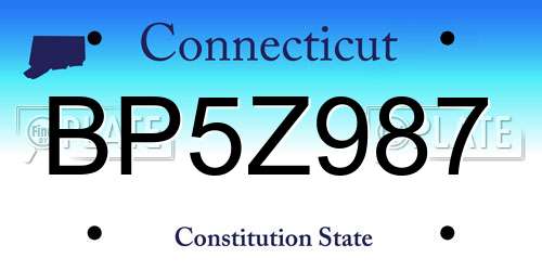 BP5Z987 Connecticut License Plate