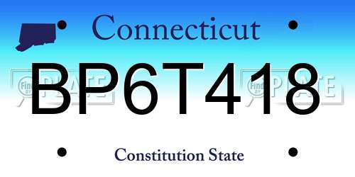 BP6T418 Connecticut License Plate