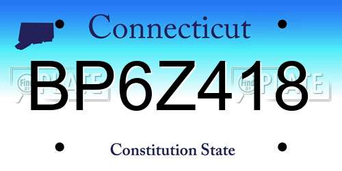 BP6Z418 Connecticut License Plate
