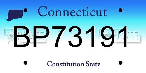 BP73191 Connecticut License Plate