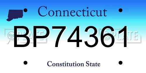 BP74361 Connecticut License Plate