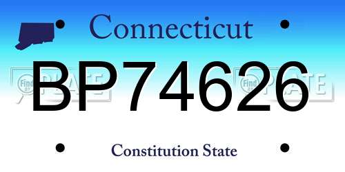 BP74626 Connecticut License Plate