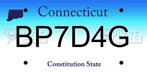 BP7D4G Connecticut License Plate