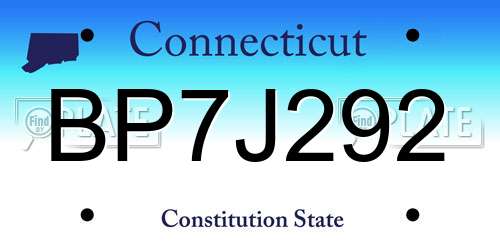 BP7J292 Connecticut License Plate