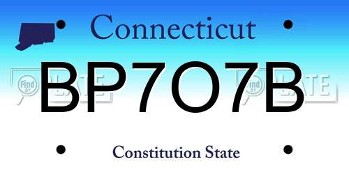 BP7O7B Connecticut License Plate