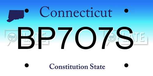 BP7O7S Connecticut License Plate