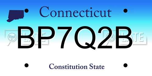 BP7Q2B Connecticut License Plate