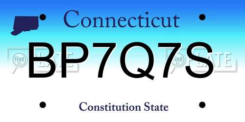 BP7Q7S Connecticut License Plate