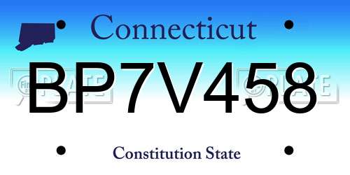 BP7V458 Connecticut License Plate