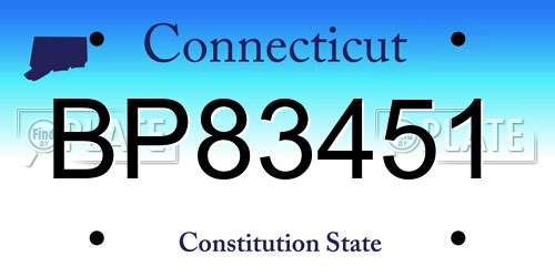 BP83451 Connecticut License Plate