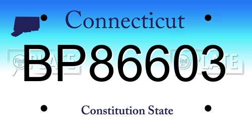 BP86603 Connecticut License Plate