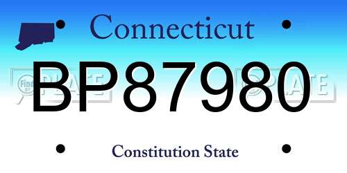 BP87980 Connecticut License Plate