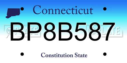 BP8B587 Connecticut License Plate
