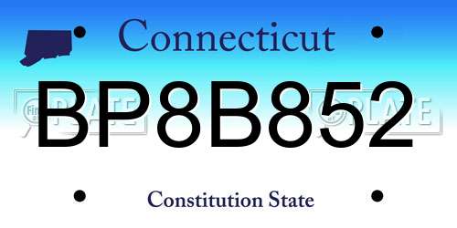 BP8B852 Connecticut License Plate