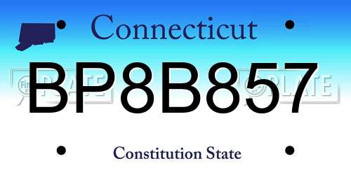 BP8B857 Connecticut License Plate