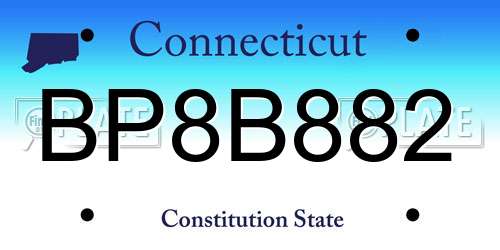 BP8B882 Connecticut License Plate