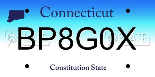 BP8G0X Connecticut License Plate